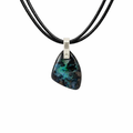 Boulder Opal Pendant W/ Silver on Leather
