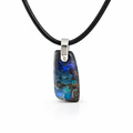 Boulder Opal Pendant | Silver on Leather
