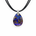 Silver Boulder Opal Pendant on Black Leather
