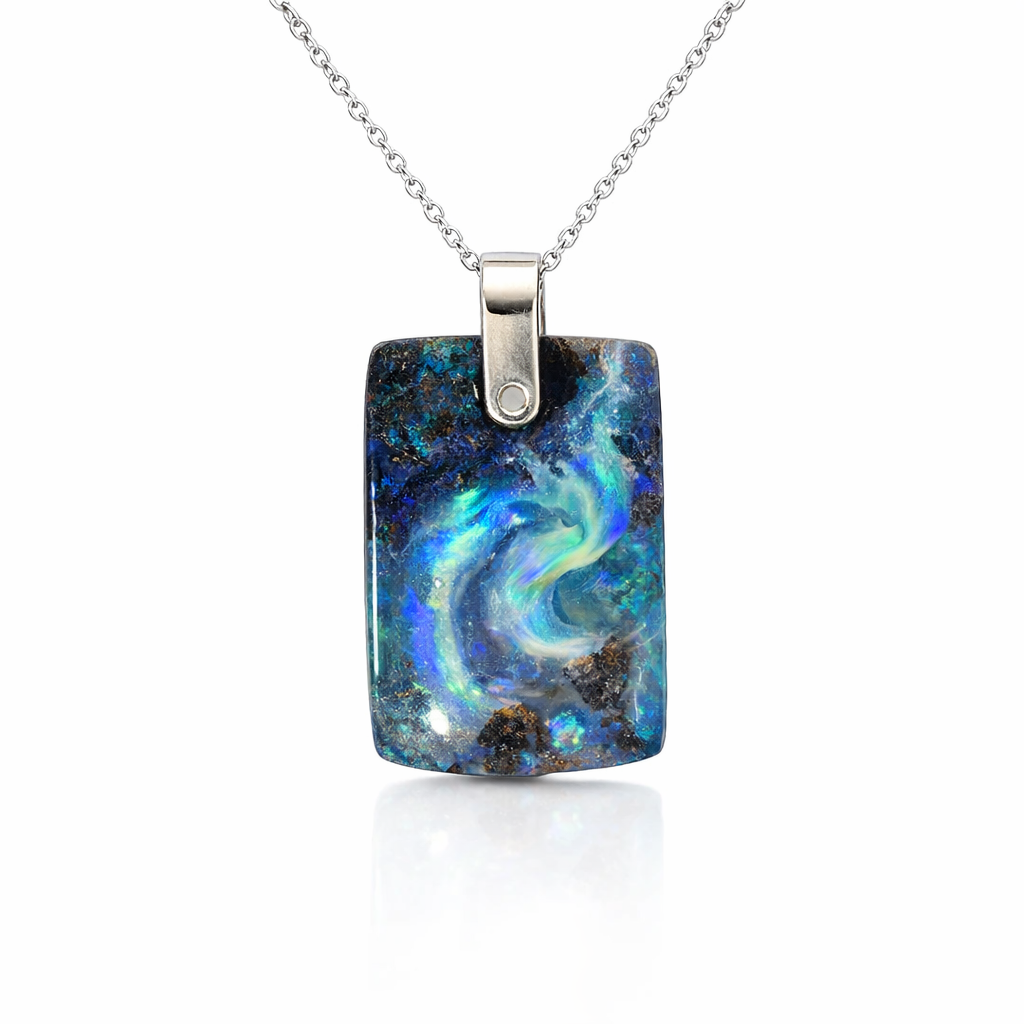 Australian Boulder Opal Pendant with Silver
