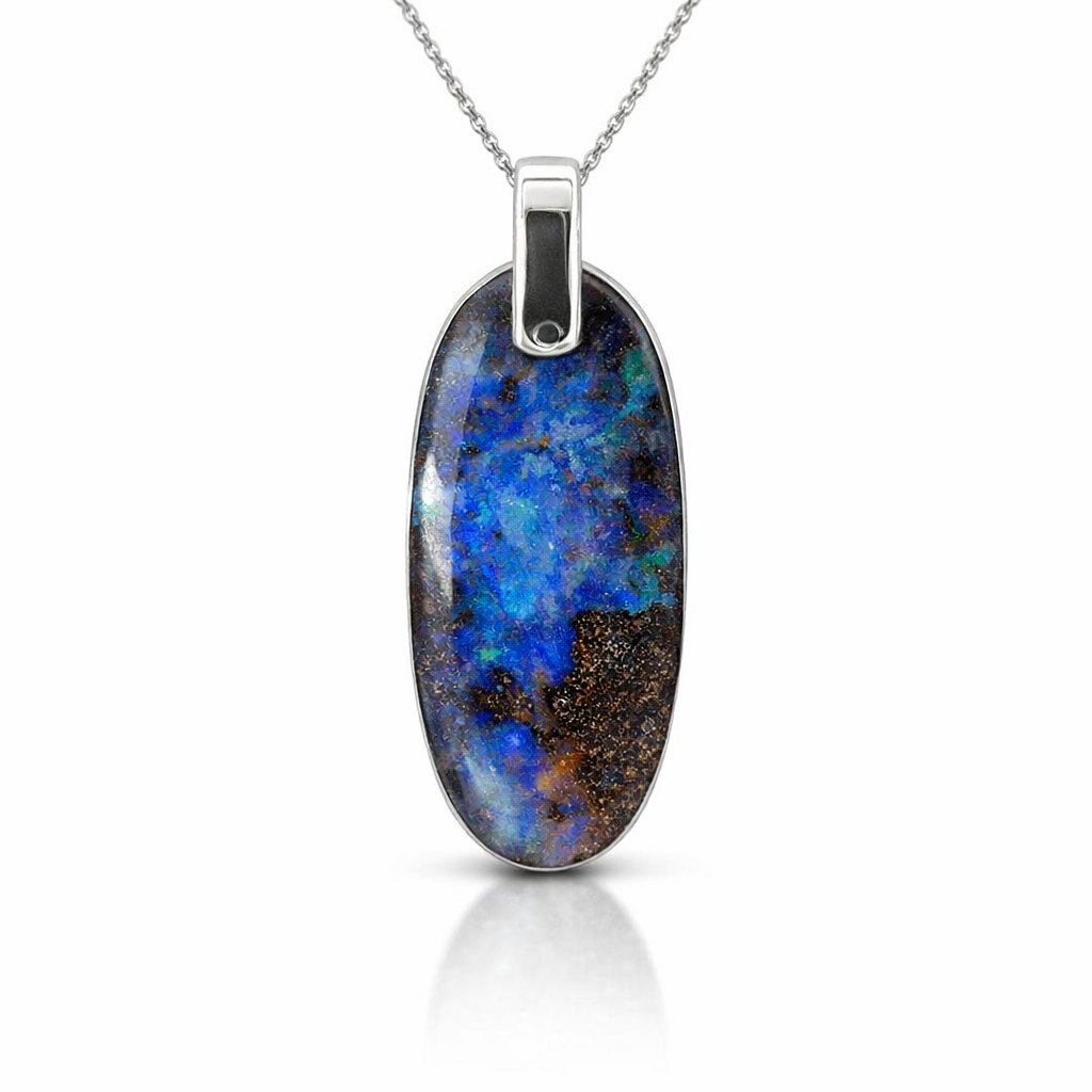 Boulder Opal Sterling Silver Pendant