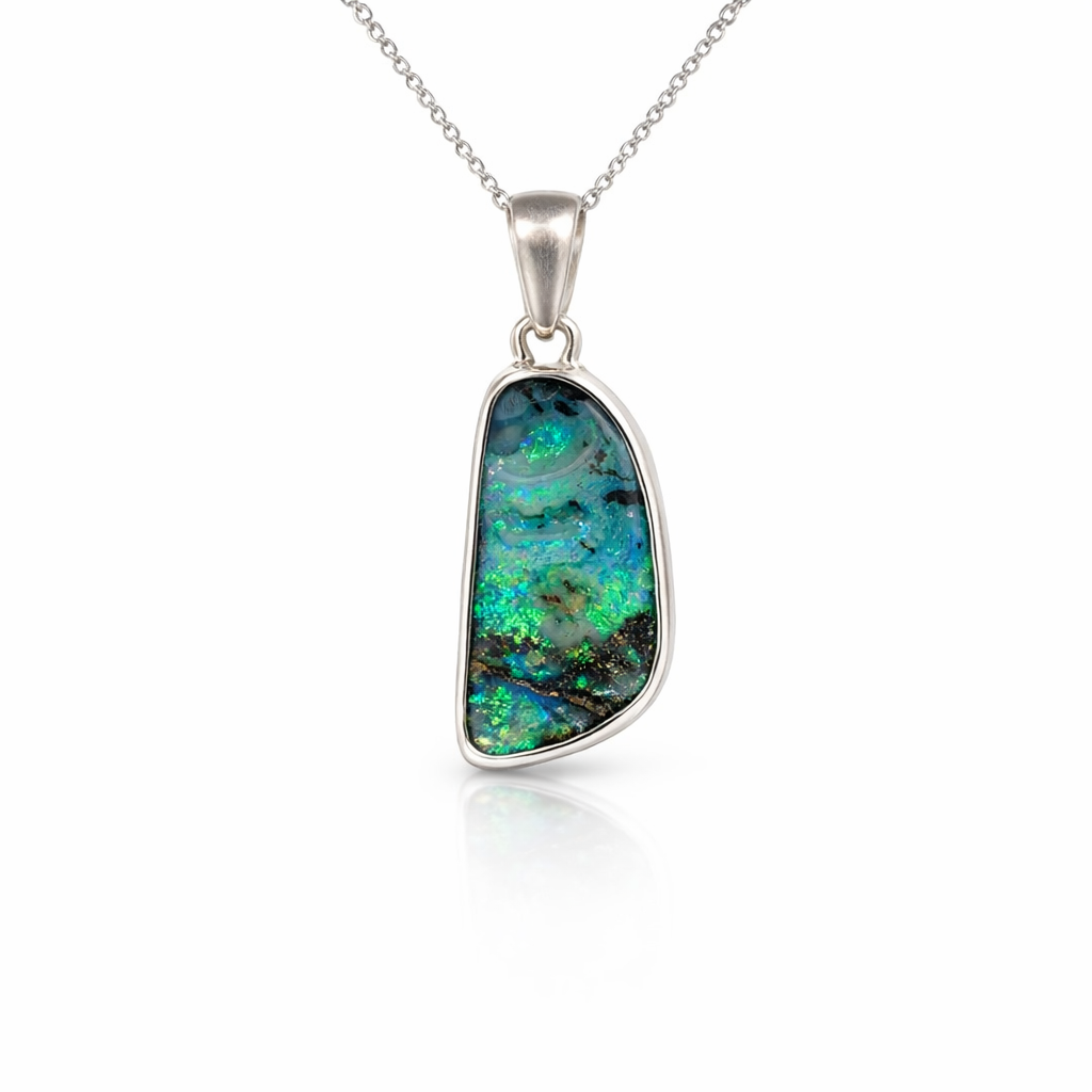 Boulder Opal Pendant in Sterling Silver