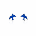 Children Sterling Silver Blue Bird Stud Earrings
