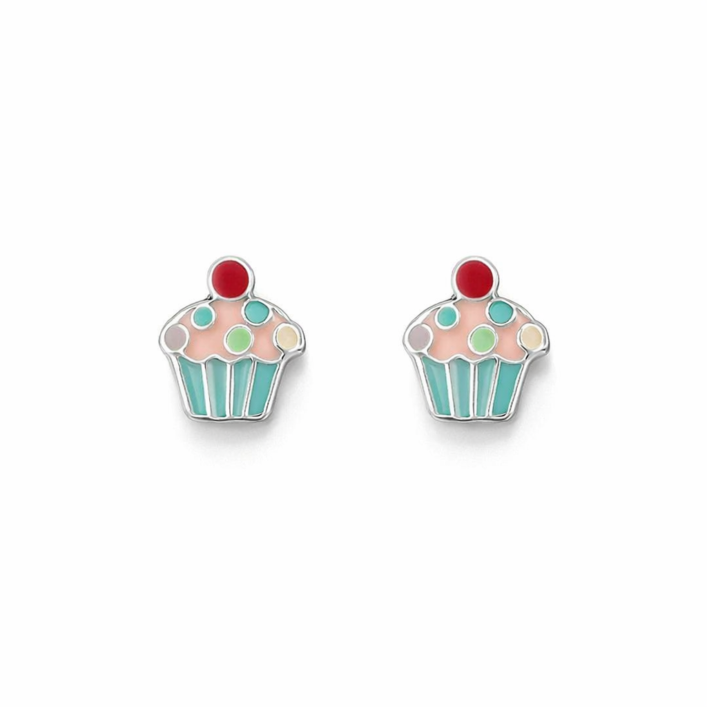 Stud Earrings | Children's Sterling Silver Cupcake Studs