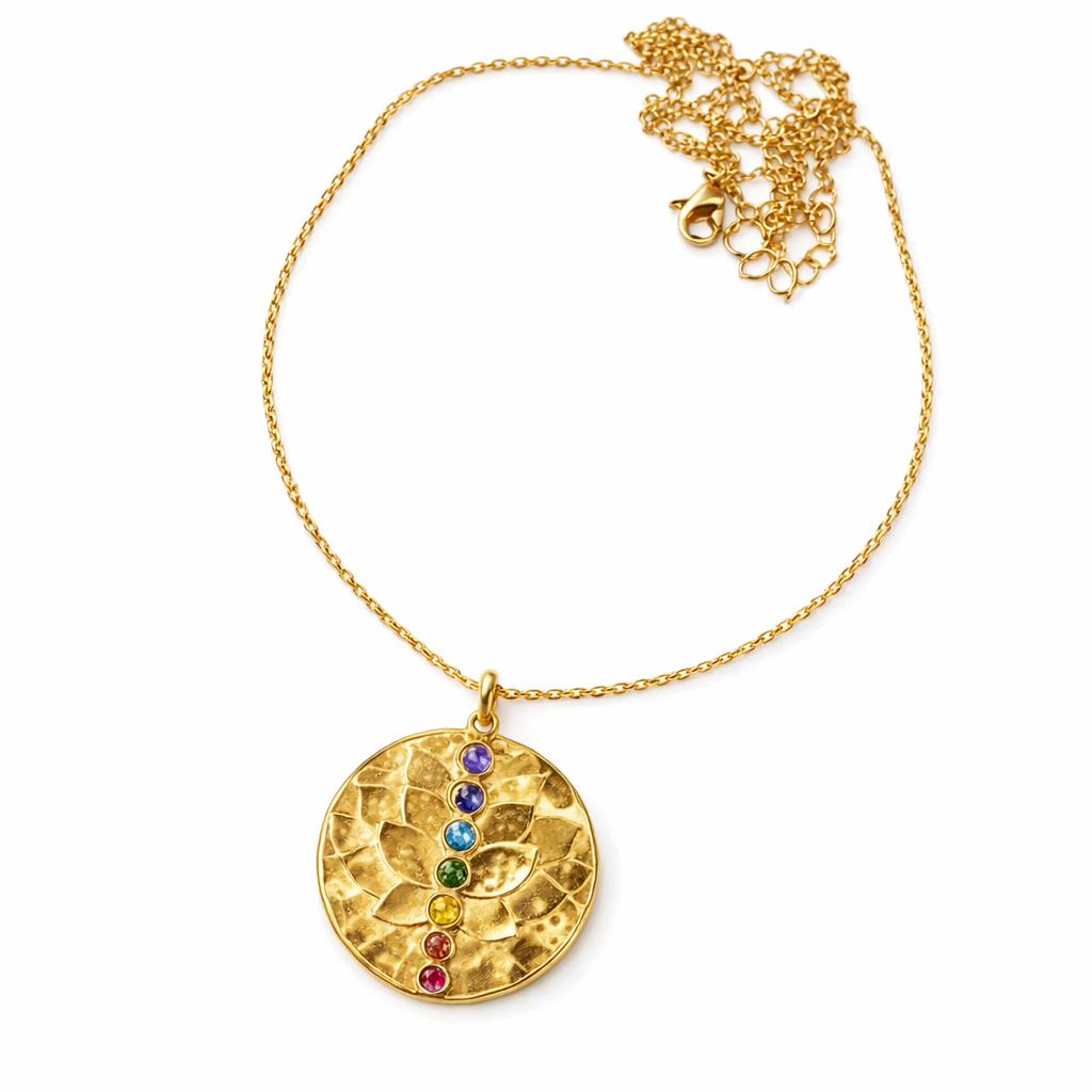 Pendant And Gemstones | Gold Plated Brass Lotus Necklace
