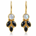 Moonstone And Smokey Quartz Earrings | Gold Plated Brass