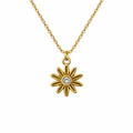 Gold Plated Brass Daisy Necklace With Small Gem