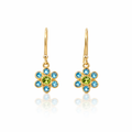 Blue Topaz And Peridot Earrings | 9K Gold
