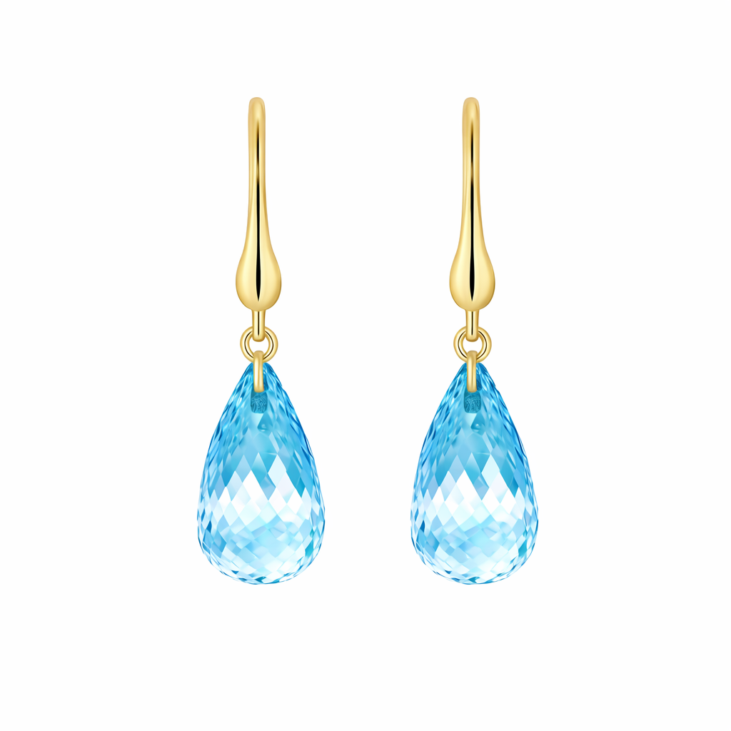 Blue Topaz Earrings | Briolettes 9K