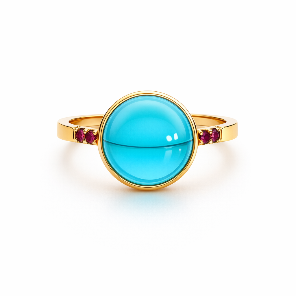 Ruby and Glass Ring in Yellow Gold