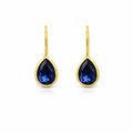 Gold Plated Earrings | Dark Blue Teardrops