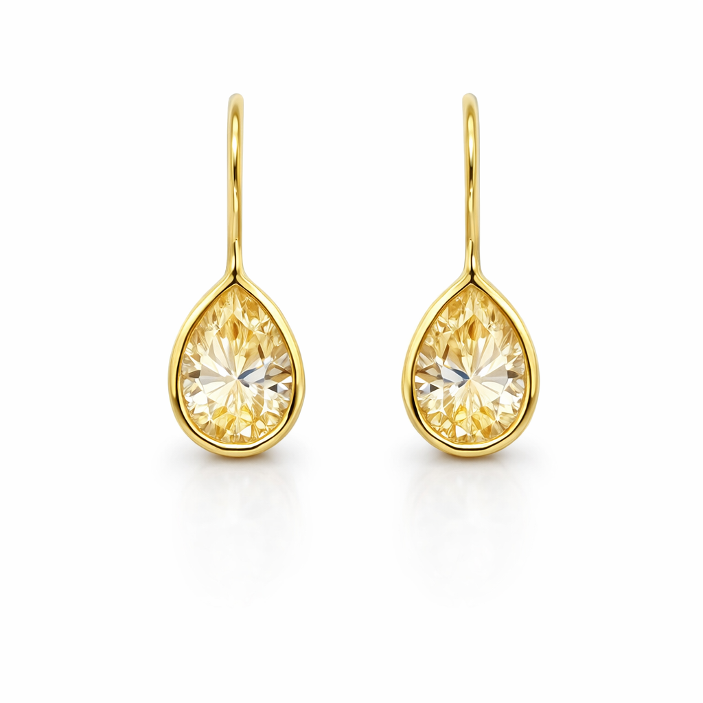 Earrings | Gold Plated Champagne Cubic Teardrop