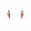 Children Sterling Silver Rainbow Enamel Bird Earrings