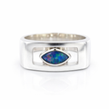 Marquise Opal In Squared Sterling Silver Ring