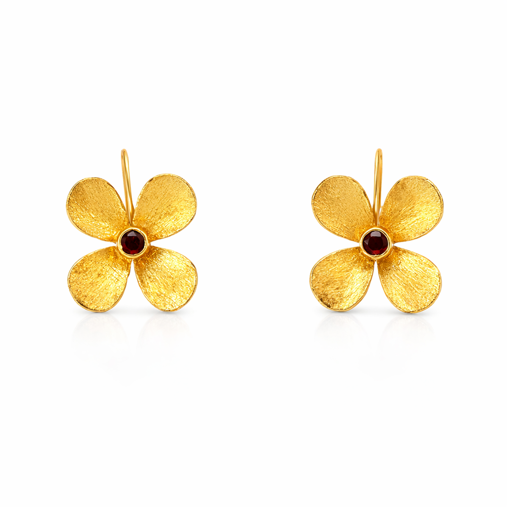 Earrings | Gold Plated Brass Flower Design