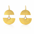Earrings | Gold Plated Brass Tiered Moons
