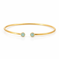 Cuff | Chalcedony Twin Set In Yellow Gold Plated Brass