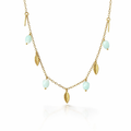 Necklace |Chalcedony &amp; leaf Gold Plated chain