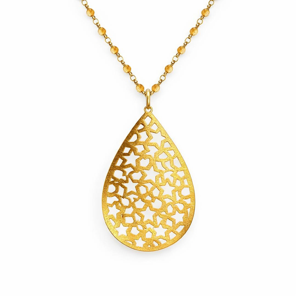 Necklace | Gold Plated with Citrine