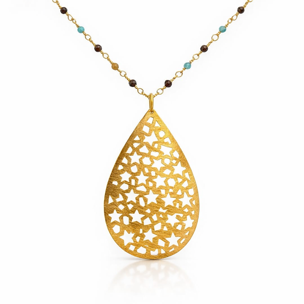 Necklace | Gold Plated with Mixed Agate
