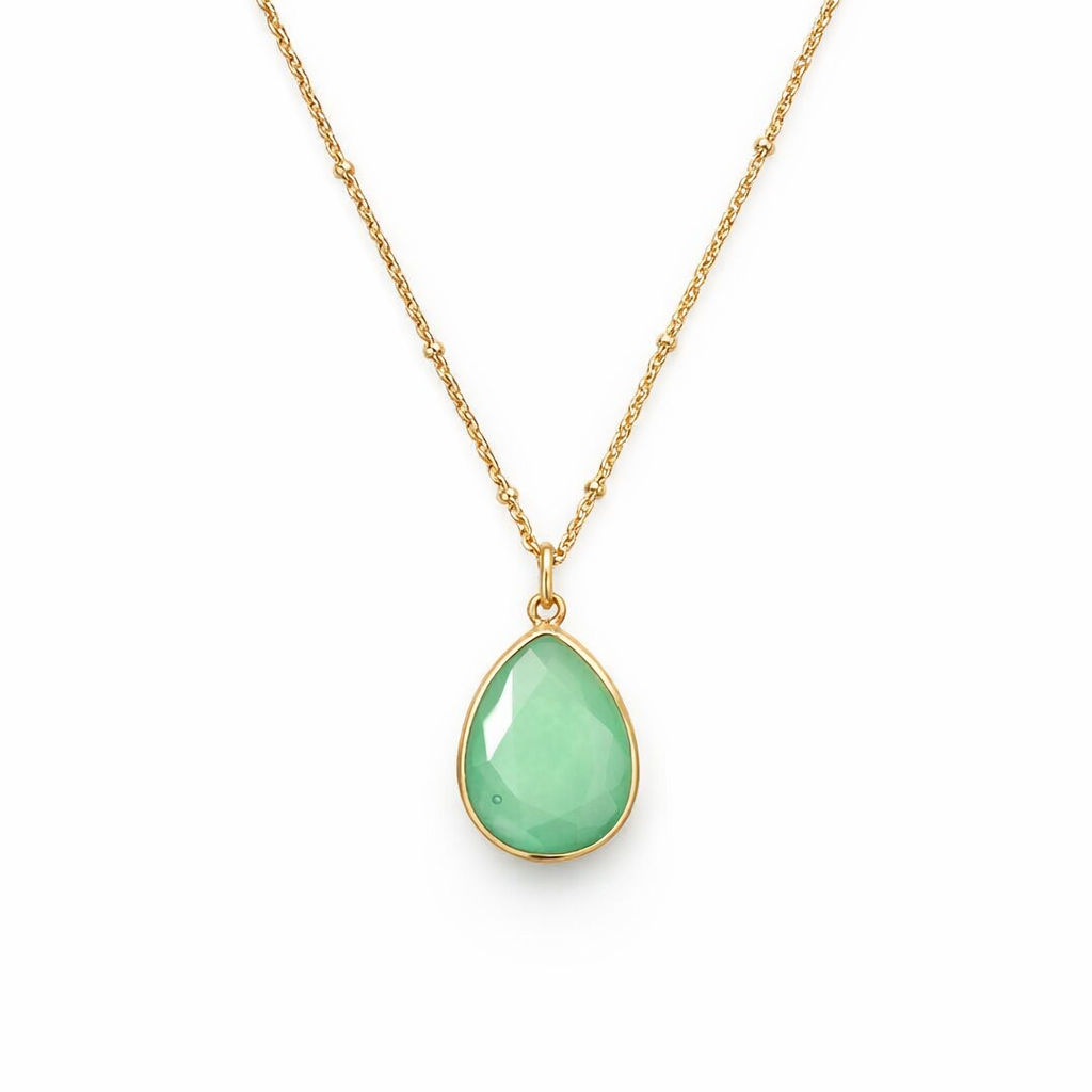 Necklace | Gold Plated with Dyed Green Agate