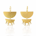 Dangling Earrings | Gold Plated Brass Tiered Moons