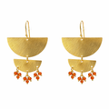 Dangling Earrings | Gold Plated Brass Tiered Moons