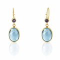 Dangling Earrings | Gold Plated Brass Dual Stone