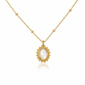 Necklace With Moonstone Pendant | Gold Plated Brass