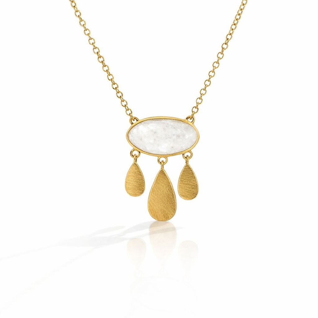 Necklace With Moonstone Pendant | Gold Plated Brass