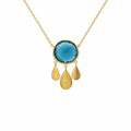 Necklace With Blue Pendant | Gold Plated Brass