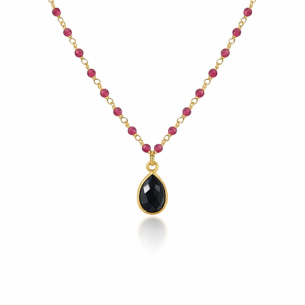 Necklace with Purple Pendant | Mixed Stones