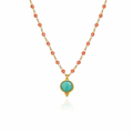 Necklace with Green Pendant | Mixed Stones