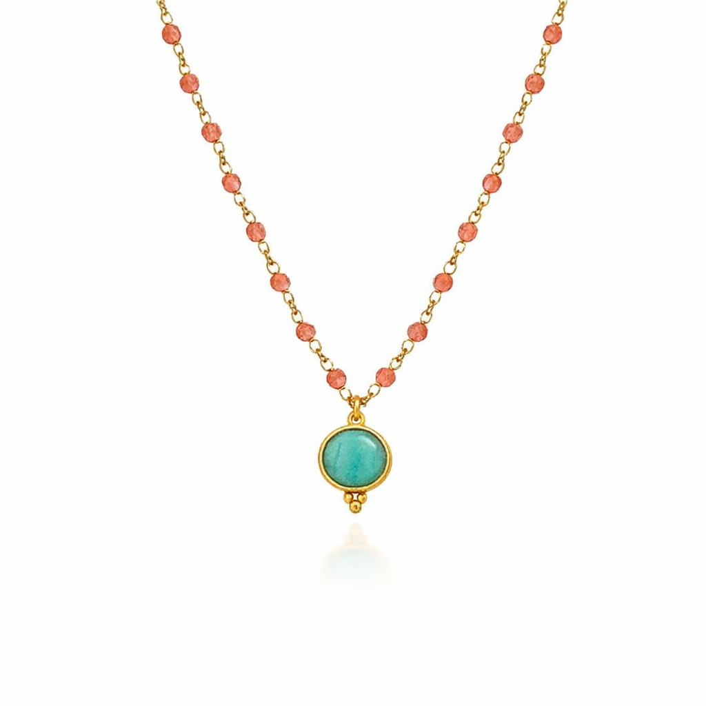 Necklace with Green Pendant | Mixed Stones