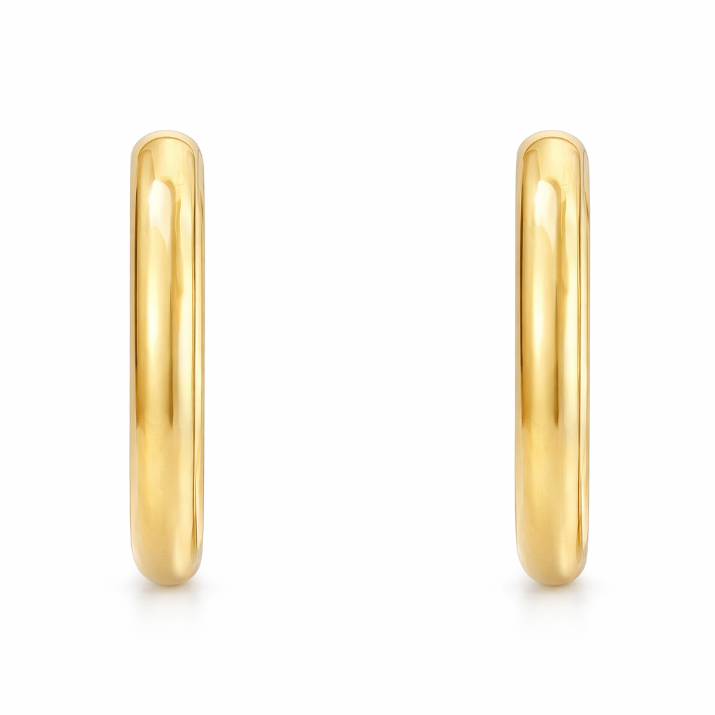 Hoop Earrings | 15mm x 3mm Round 9K Yellow Gold
