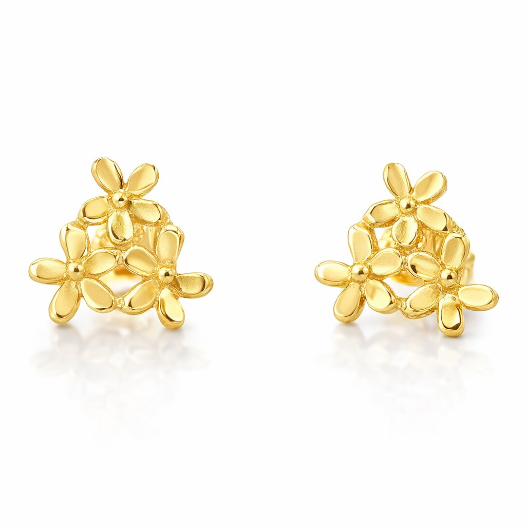 Stud Earrings | Flower Cluster In 9K Yellow Gold