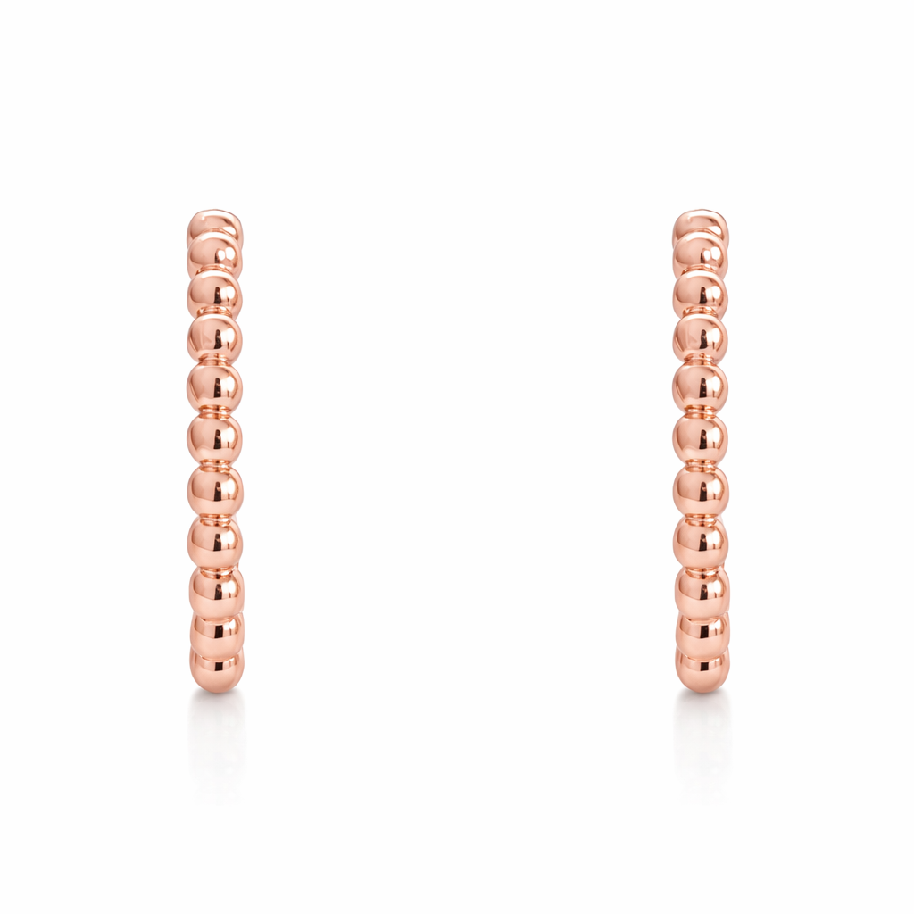 Huggie Hoop Earrings | Ball 10x2mm 9K Rose Gold
