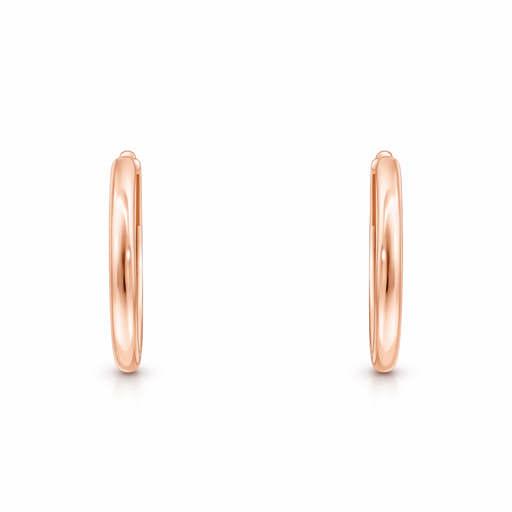 Huggie Hoop Earrings | 12x1.8mm 9K Rose Gold