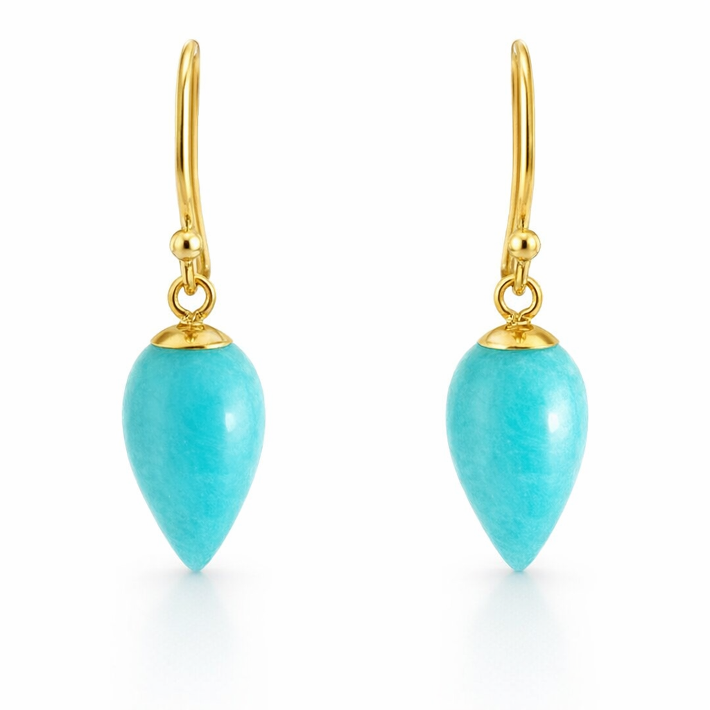 Earrings | Inverted Amazonite Drops 9K Gold Hooks