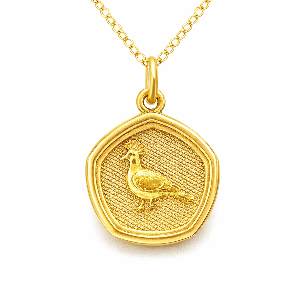 Pendant Crowned Victoria Pigeon In 18K