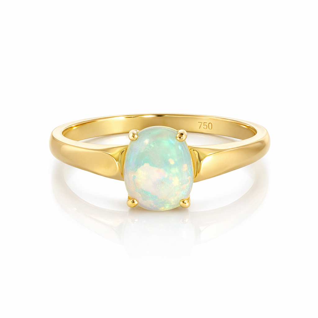 Opal Ring | Solid Crystal Opal In 18K Yellow Gold