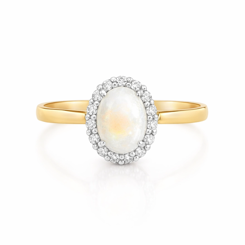 Solid White Opal Ring | 18K And Platinum
