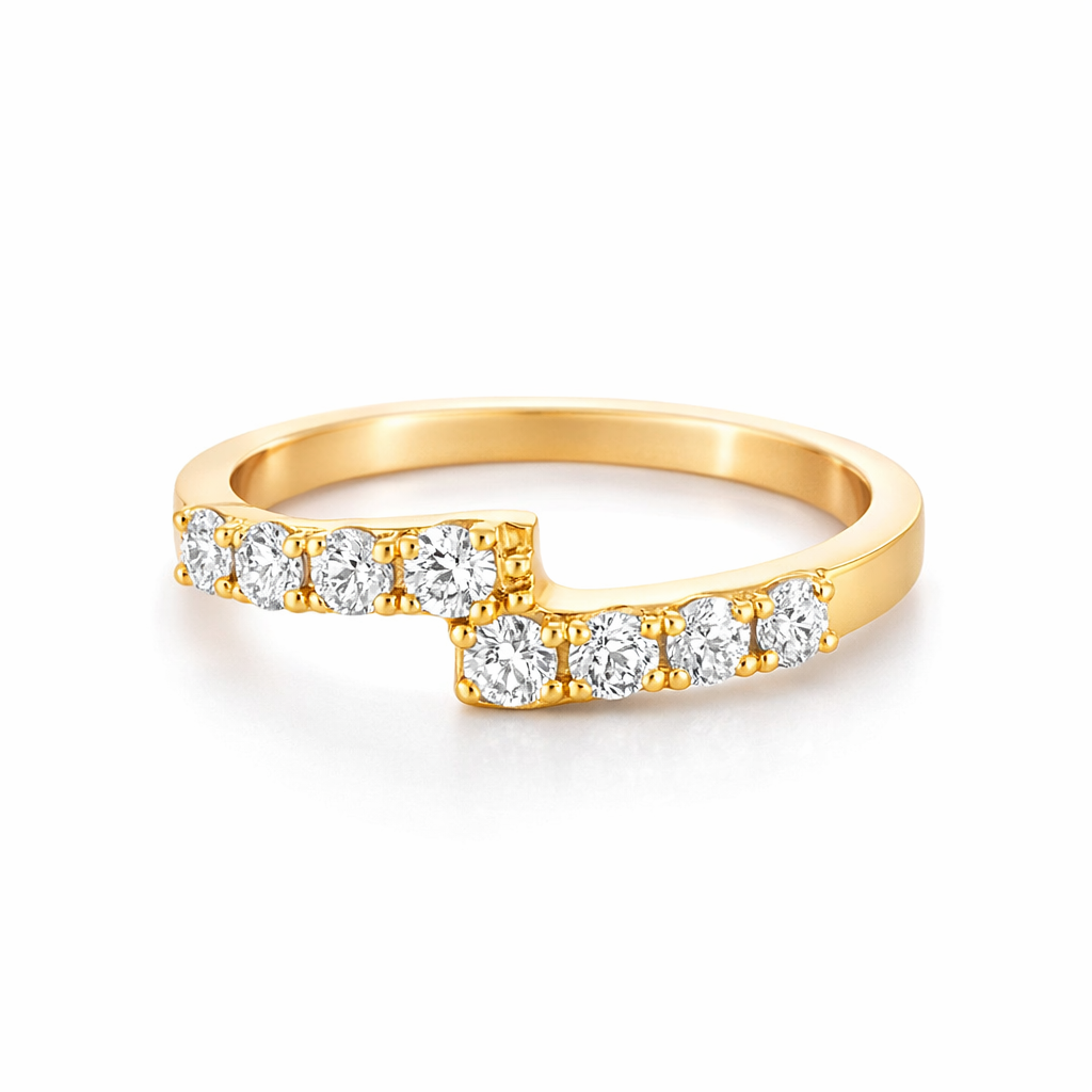 Diamond Ring | 18K Yellow Gold Zig Zag Band