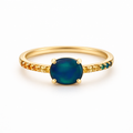 Lightning Ridge Solid Opal And Sapphire Ring | 14K