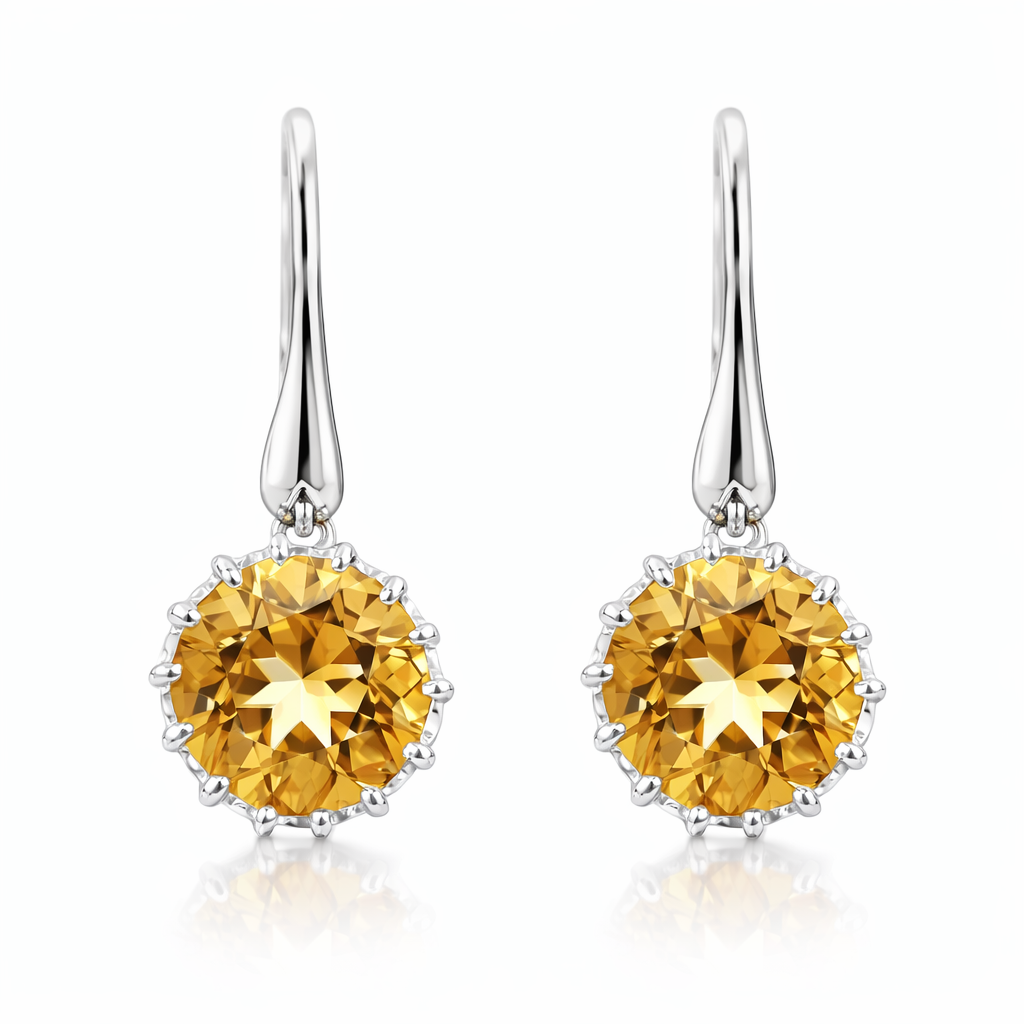 Earrings | Citrine Drops In 9ct White Gold