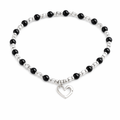 Petals Bracelet | Onyx &amp; Silver Beads "Congratulations"