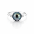 Pearl Ring | Silver Black Pearl Ring