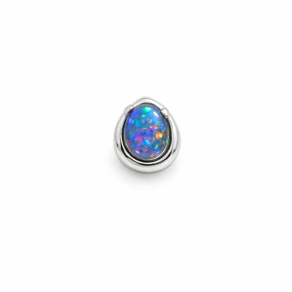 Opal Earring | Single Triplet In Sterling Silver