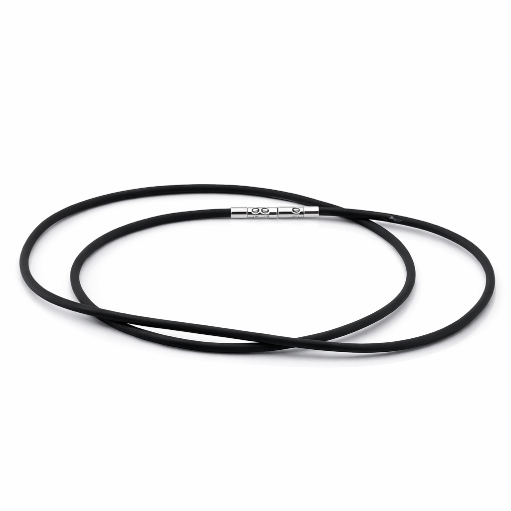 Neoprene Necklace 2.7mm With Riveted Silver Clasp