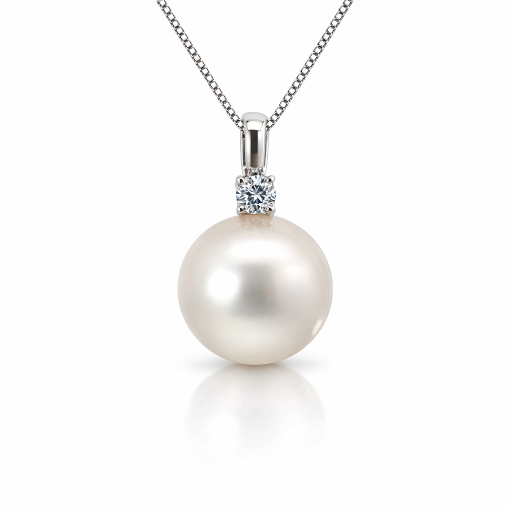 South Sea Pearl Pendant With Diamond In 9KWG